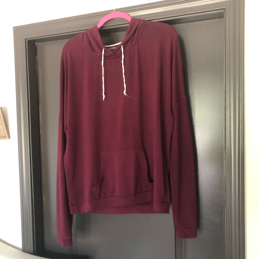 Brandy Melville dark red wine burgundy lightweight oversized hoodie